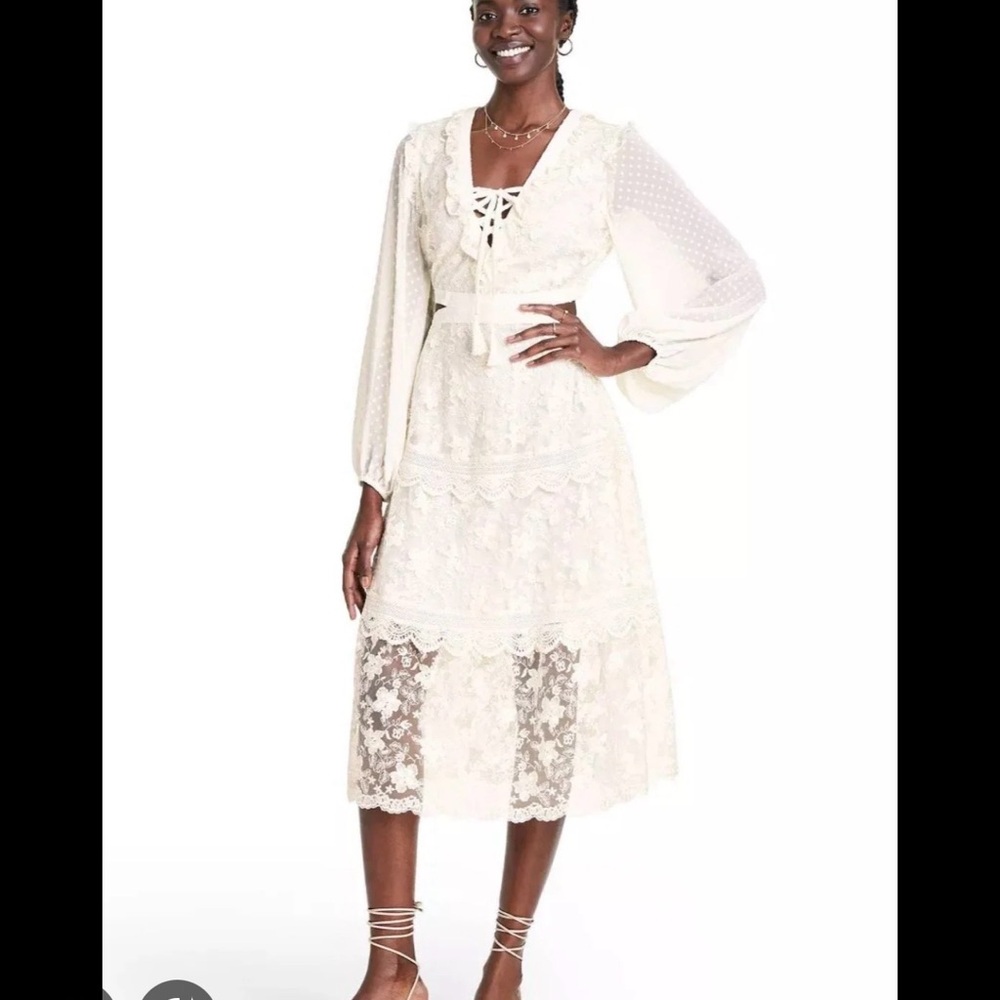 Cottagecore lace midi dress